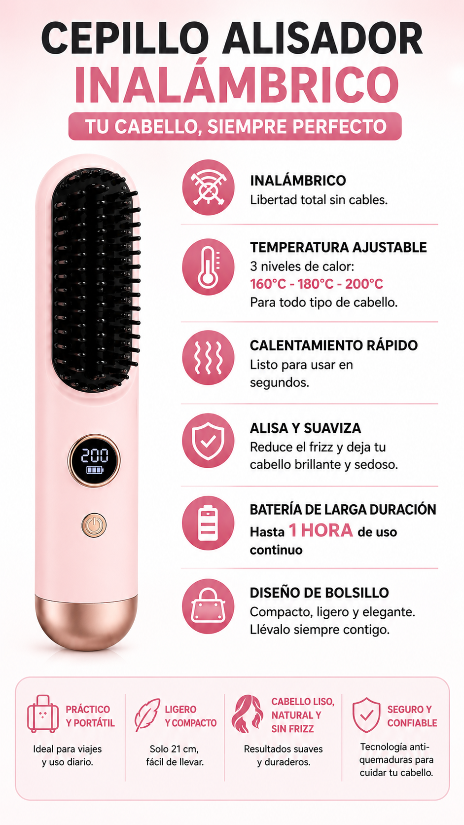 Cepillo Alisador Inalámbrico