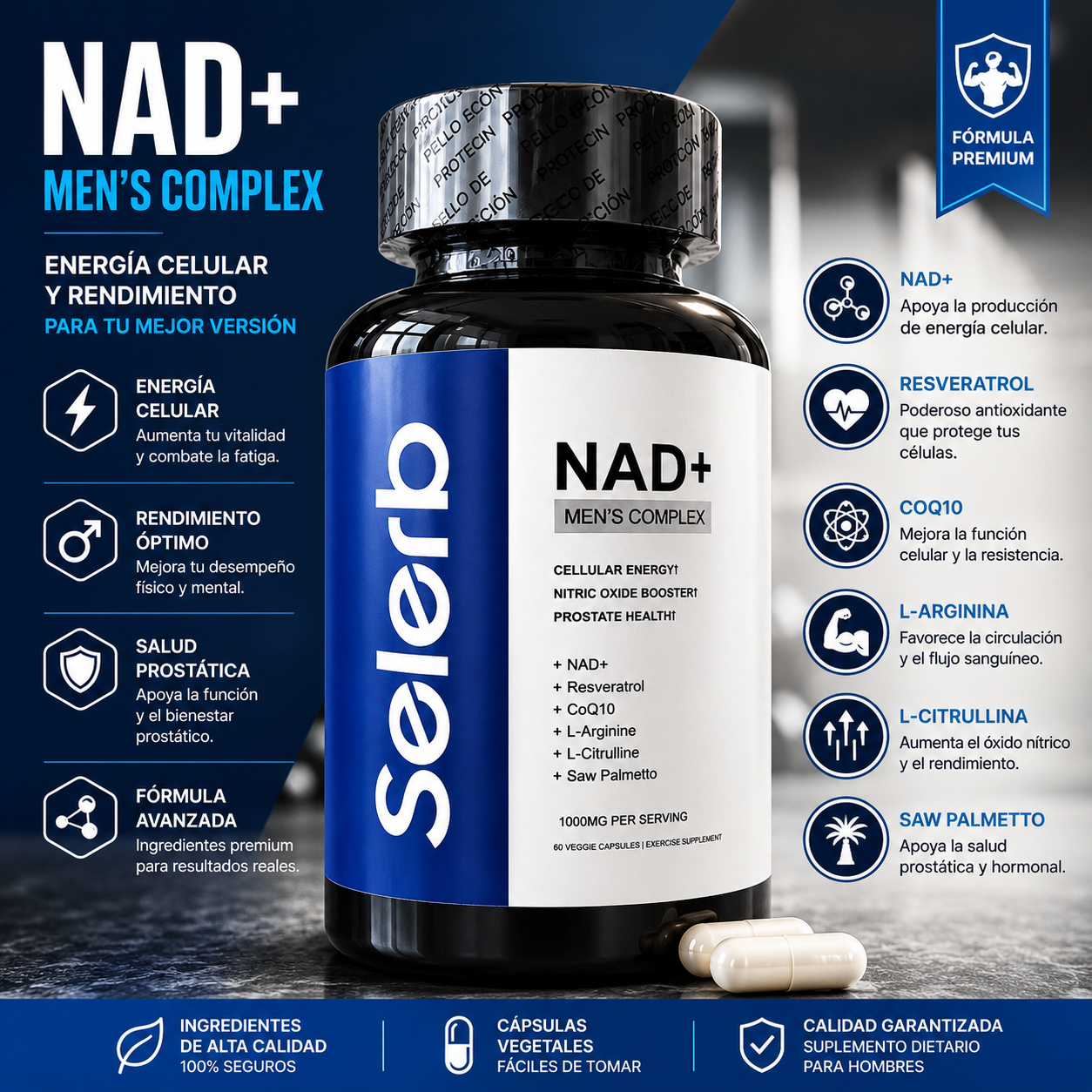 SELERB NAD+ RESVERATROL -60 CAPSULAS