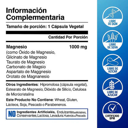 MAGNESIO  | 60 CAPSULAS CADA UNO